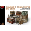 Champagne & Cognac Bottles w/Crates 