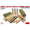 Soviet 100-mm shells with ammo boxes