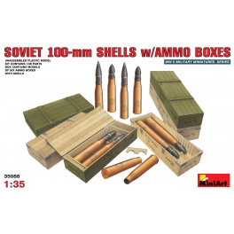 Soviet 100-mm shells with ammo boxes