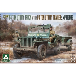 Takom 2126 Jeep Willys 1/4 ton avec remorque et figurine de MP Takom 2126 Jeep Willys 1/4 ton avec remorque et figurine de MP