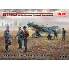 ICM 48805 Chasseur Messerschmitt Bf-109F-4 + figurines de personnel au sol