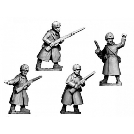 Crusader Miniatures WWR043 Russian Infantry Command in Coats and Fur Hats