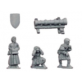 Crusader Miniatures MEH008 Bombard and Crew (1 bombard, 3 crew)